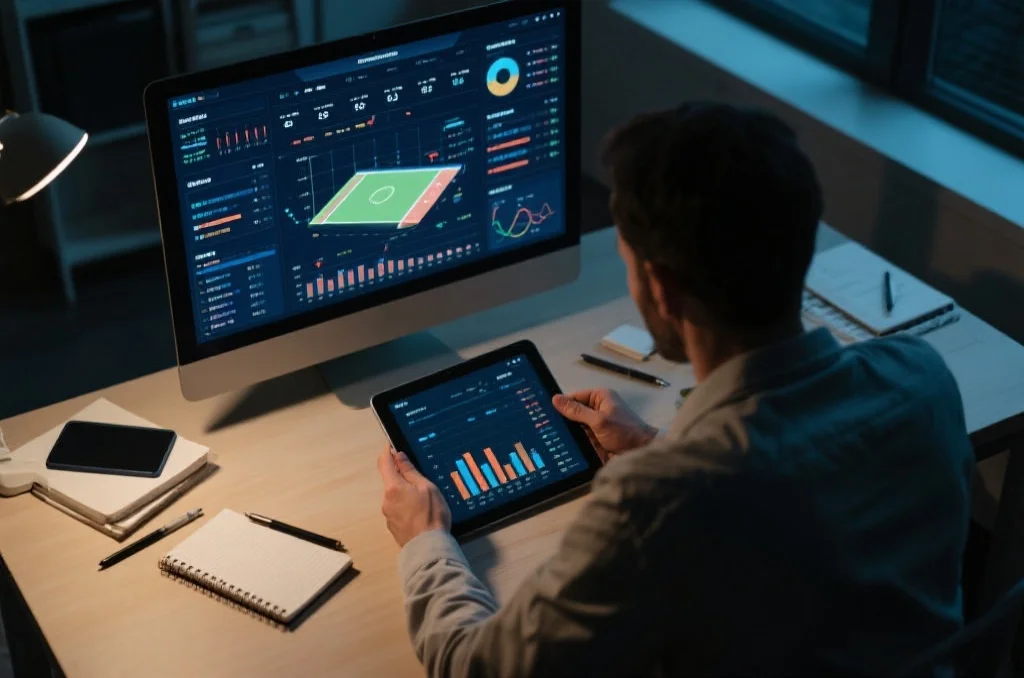 一个人正在分析体育赛事数据